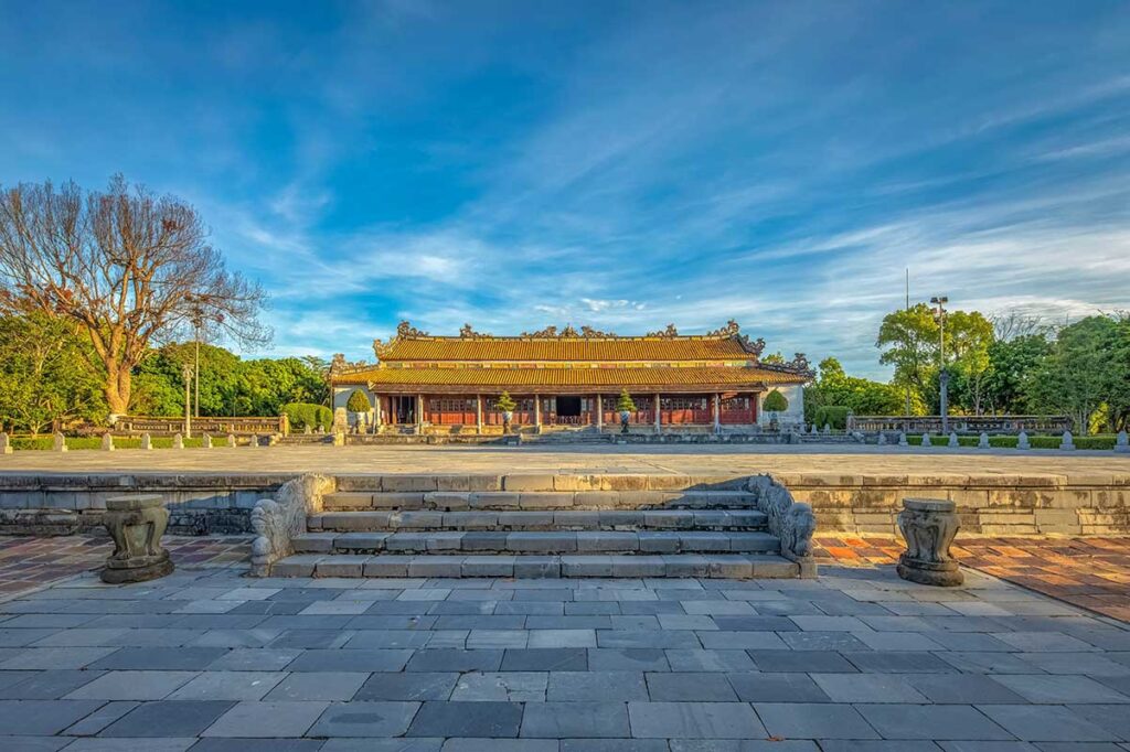 The courtyard with Thai Hoa Palace in the background within Hue Imperial City