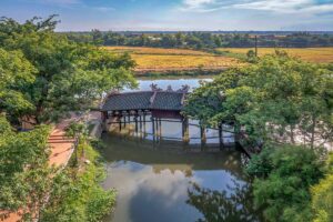 Aerial view of Thanh Toan Bridge in Hue