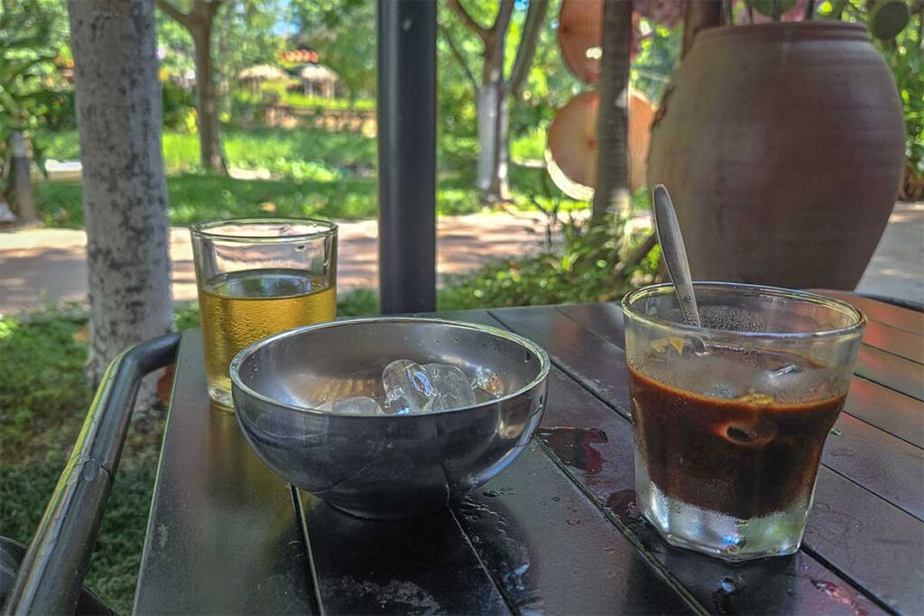 A Vietnamese coffee at a small cafe in Thanh Toan Village