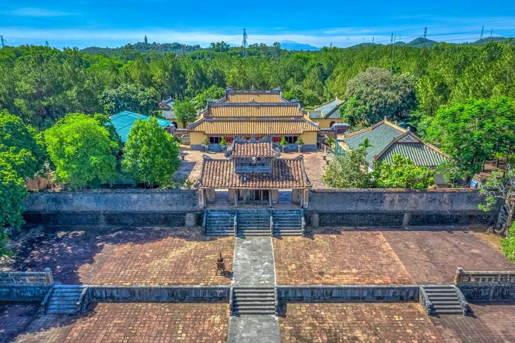 Aerial view of Thieu Tri Tomb main temples and gate
