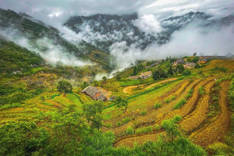 Views over terraced rice fields of Bac Sum Pass