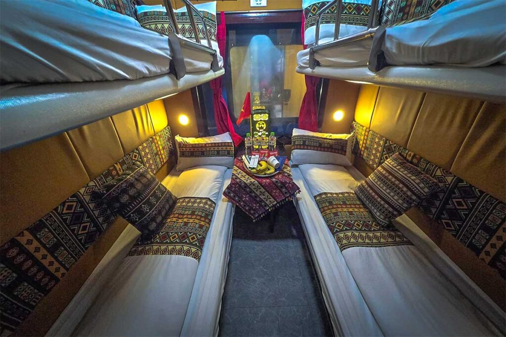 4-berth cabin of Family Express Train running from Hanoi to Sapa