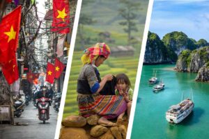 Hanoi Old Quarter streets, ethnic minority culture in Sapa, and emerald waters of Halong Bay featured in a Hanoi–Sapa–Halong Bay combo tour.