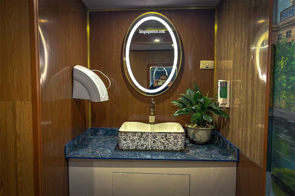 Sink in bathroom of King Express Train to Sapa