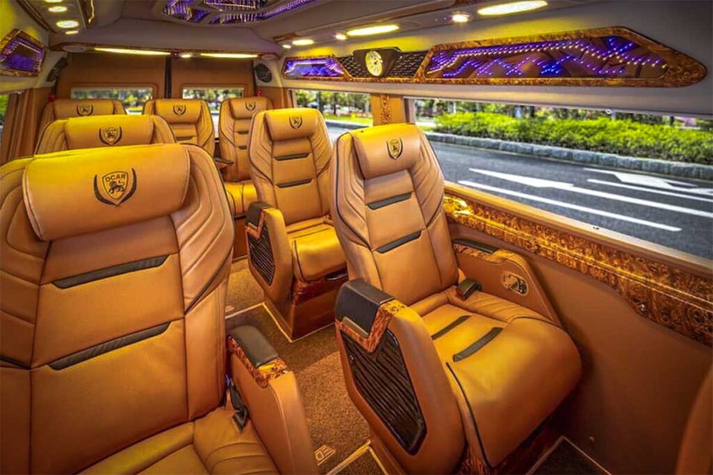 The inside of a 9-seater limousine van to Ha Giang