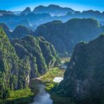 Viewpoint over Tam Coc and river seen from Mua Cave in Ninh Binh