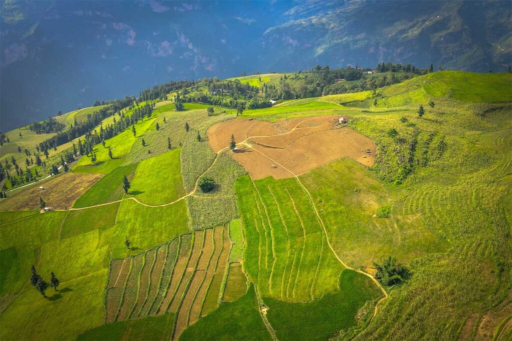 Rice fields on a mountain top in Nan Ma in Xin Man