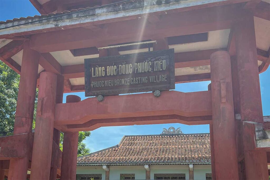 Entrance gate of Phuoc Kieu Bronze Casting Village near Hoi An, a traditional craft village in Vietnam.