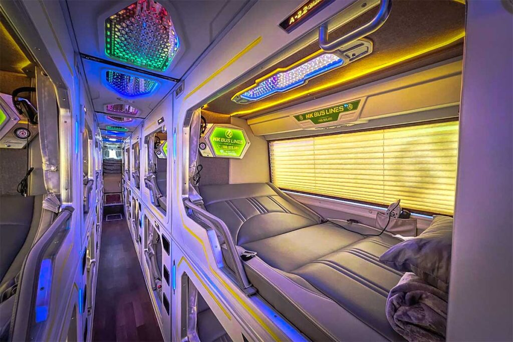 Interior of a VIP Cabin bus from Hanoi to Sapa