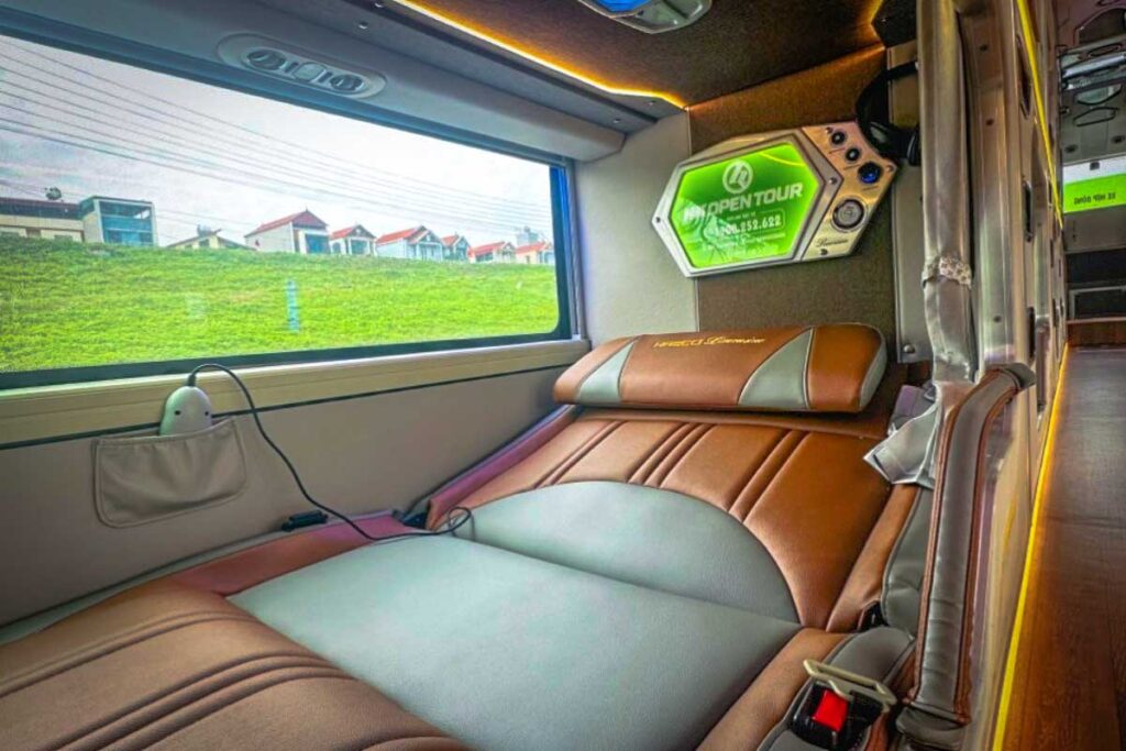 A seat inside a VIP cabin bus from Hanoi to sapa