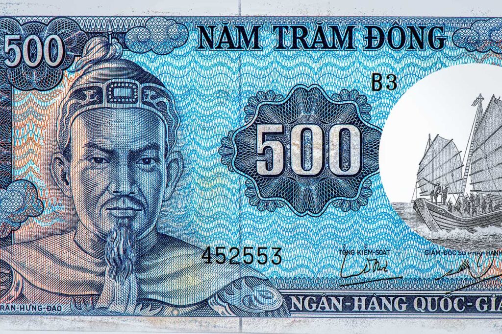 500 Vietnam Dong banknote from 1964 with the face of Tran Hung Dao on it