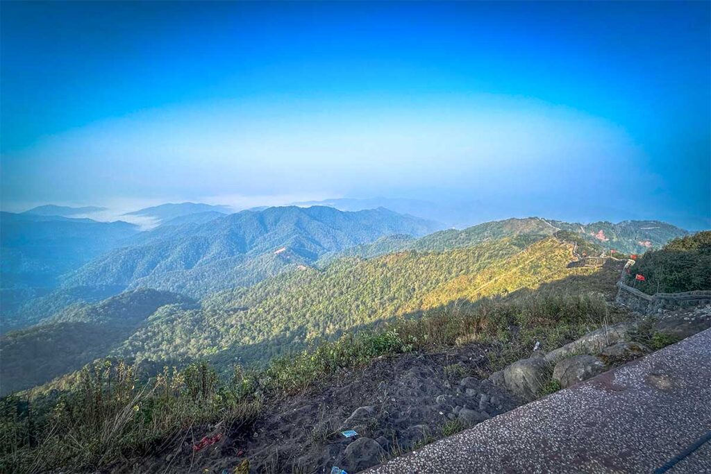 Stunning mountain views seen from Landmark 0 Milestone marker in A Pa Chai