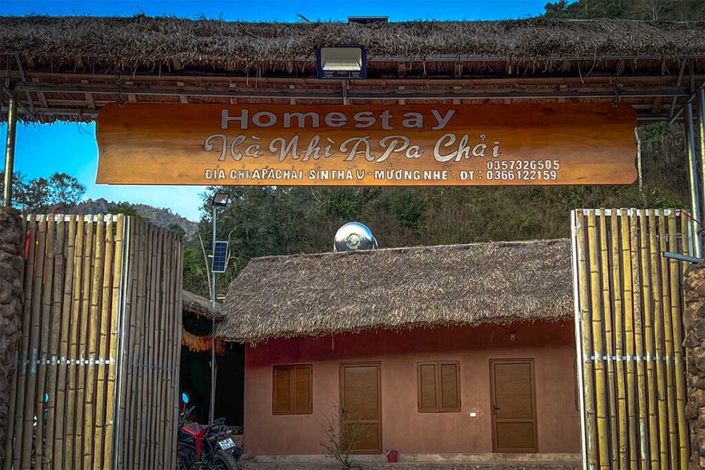 Gate and house of a local homestay in A Pa Chai