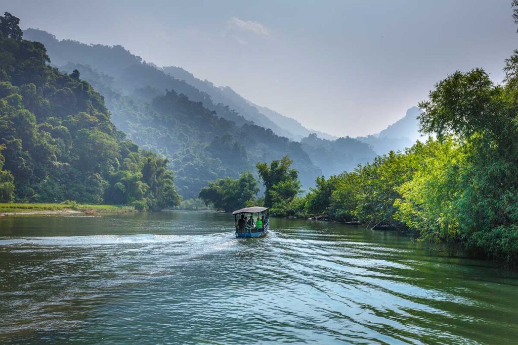 A boat tour on Ba Be Lake
