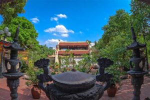 Incense bronze drum at the Boc Pagoda in Hanoi