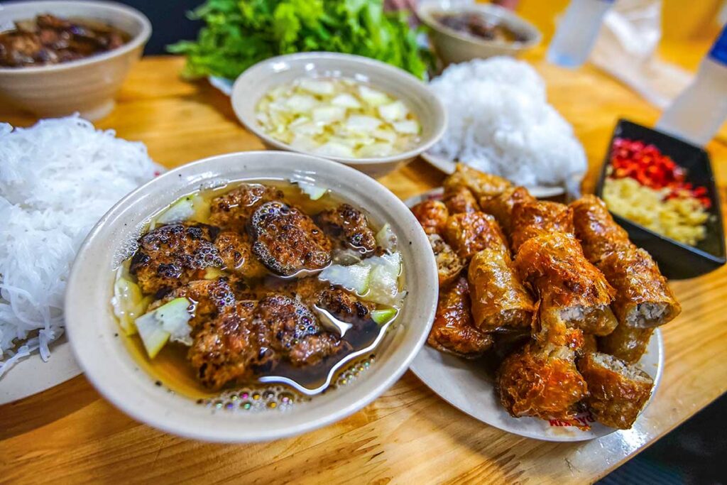Bun Cha dish on a table