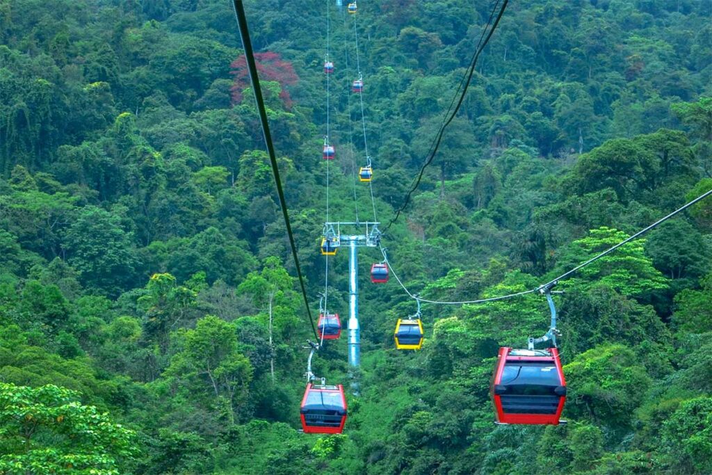 The cable car over Tam Dao National Park up to Tay Tien Pagoda