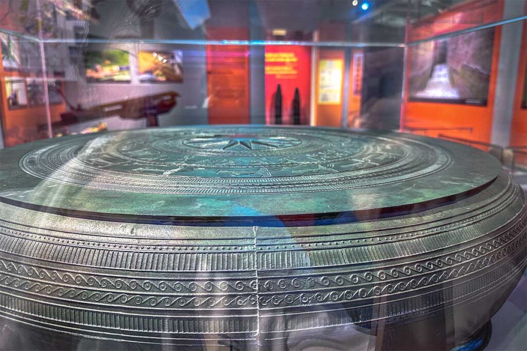 Large bronze drum inside Co Loa Museum