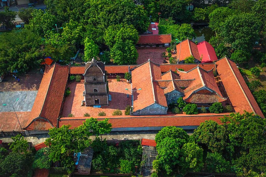 Aerial view of the Dau Pagoda in Bac Ninh
