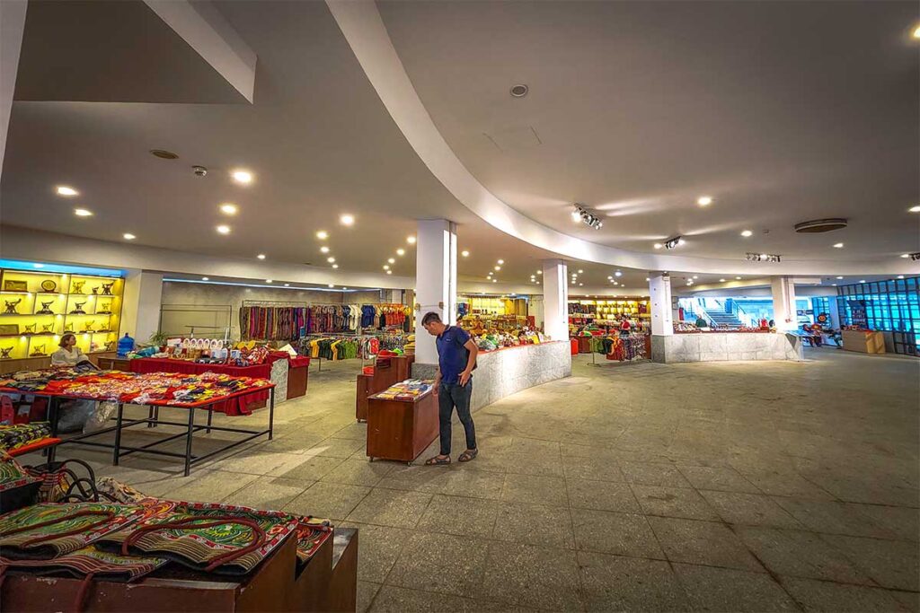 The basement level of Dien Bien Phu Victory Museum with shops