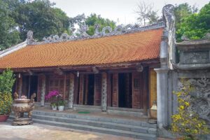 A small temple building inside the Hai Ba Trung Temple in Hanoi