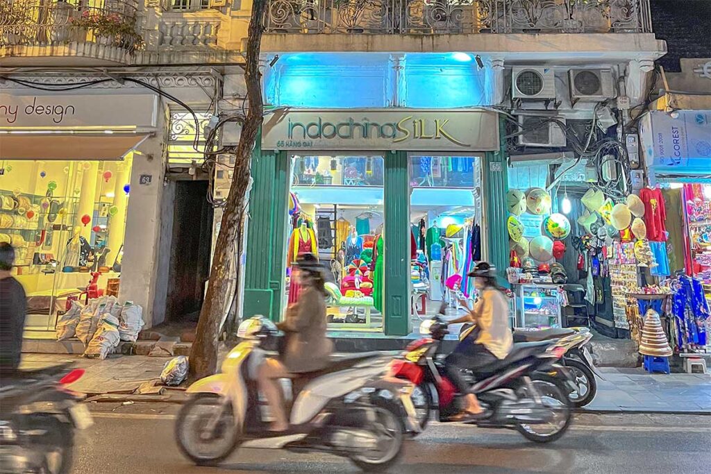 A silk shop on Hang Gai street - one of the Hanoi 36 Streets of guilds in Hanoi Old Quarter