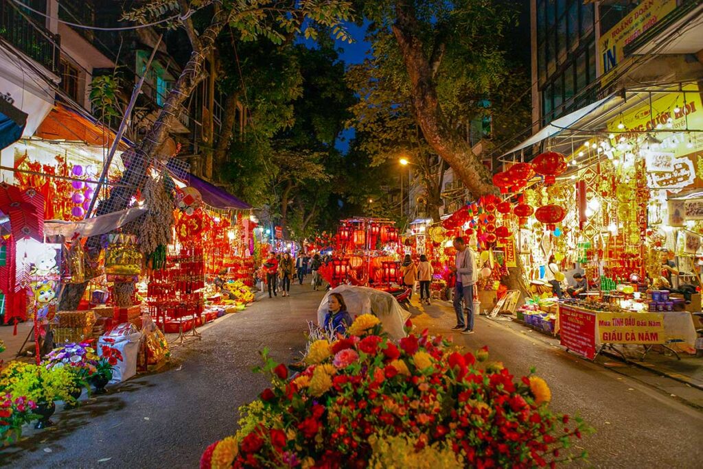 Hang Ma Street full of Tet New Year items being sold
