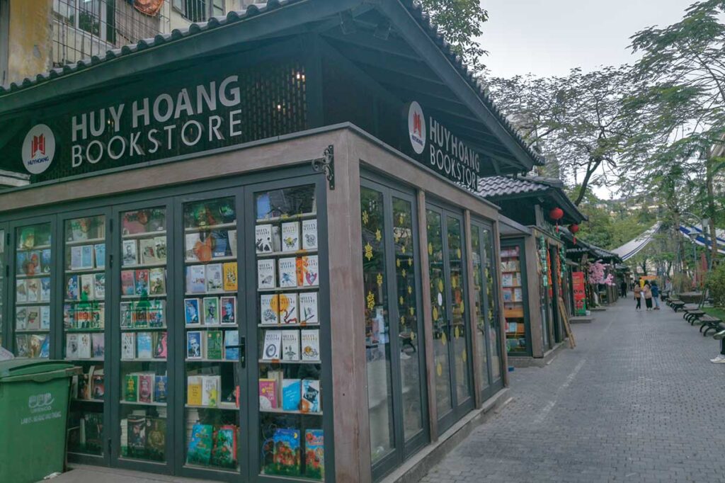 One of the small kiosk style bookstores at Hanoi Book Street