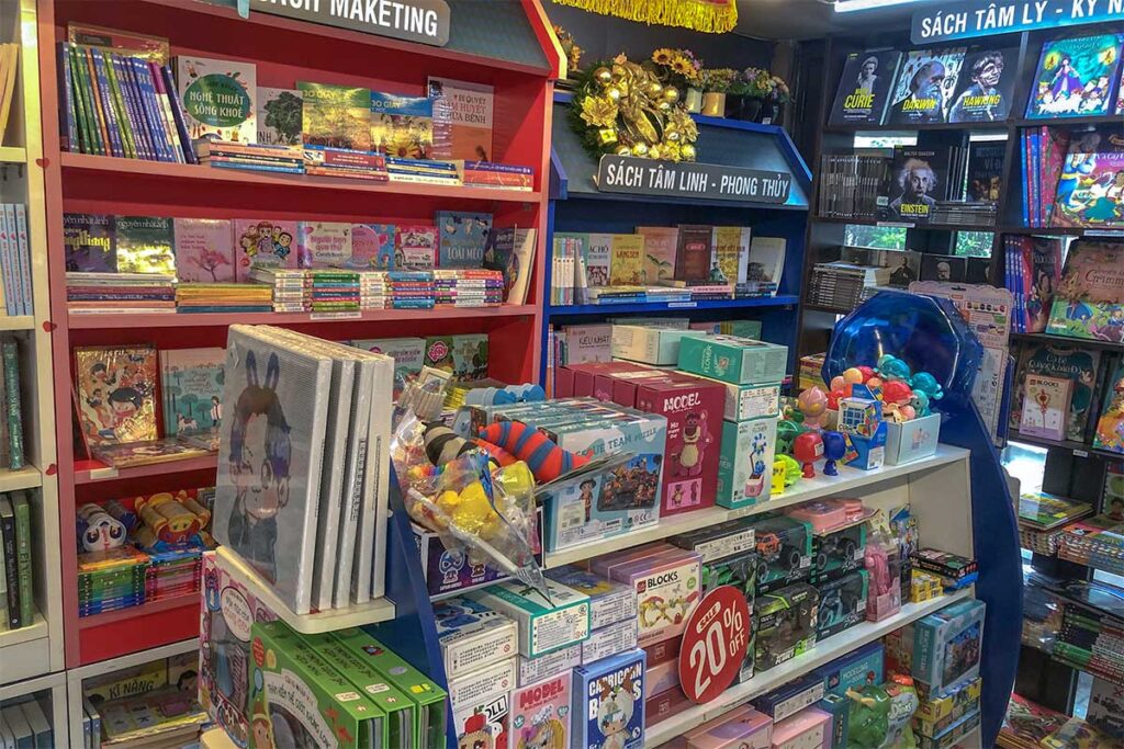 Inside of the bookstores at Hanoi Book Street