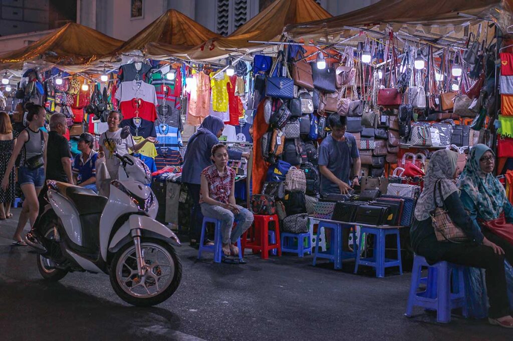 Clothes being sold at one of the stalls at the Hanoi Weekend Night Market