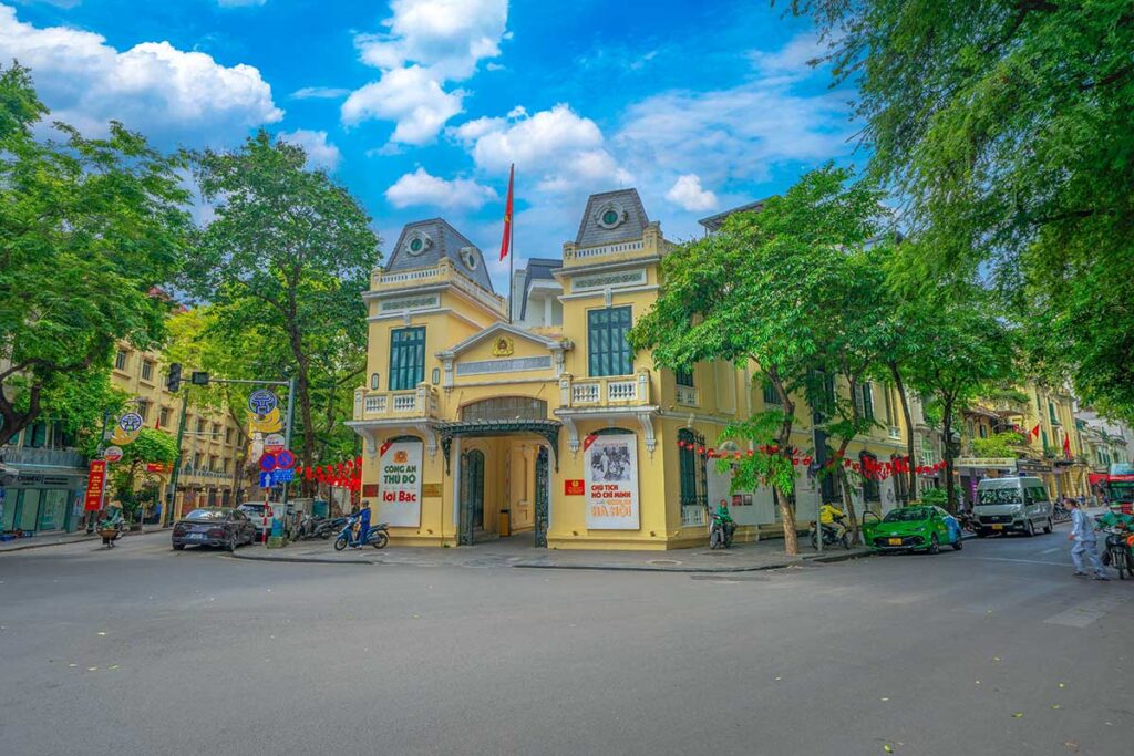 A colonial building inside Hoan Kiem District in Hanoi
