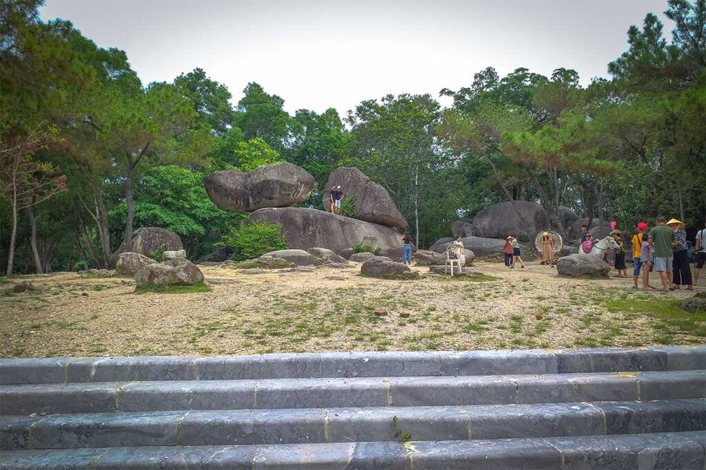 Hon Trong Mai rock formation in a park at Sam Son town