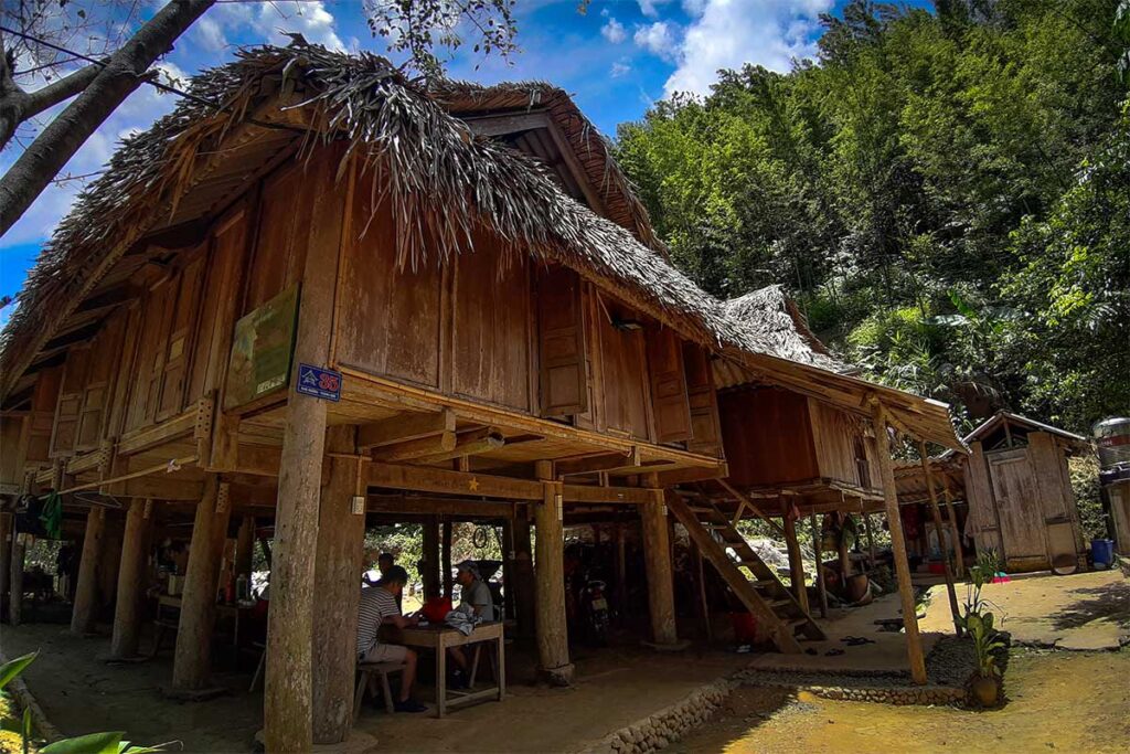 A traditional stilt house in Kho Muong Village now also used as homestay