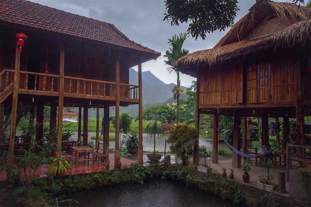 A traditional stilt house used as a homestay in Lac Village Mai Chau