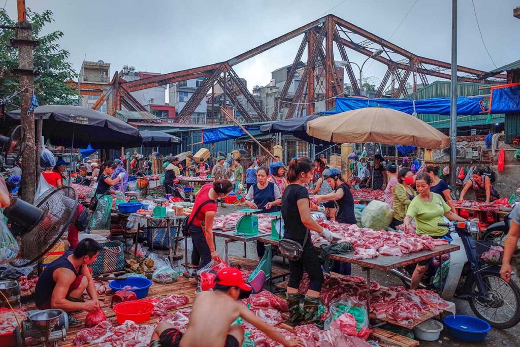 Meat section on Long Bien Market