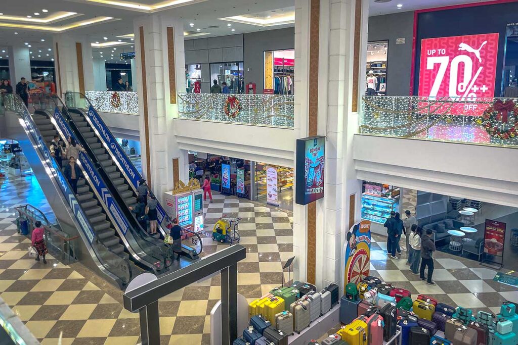 The shopping mall inside Lotte Center in Hanoi