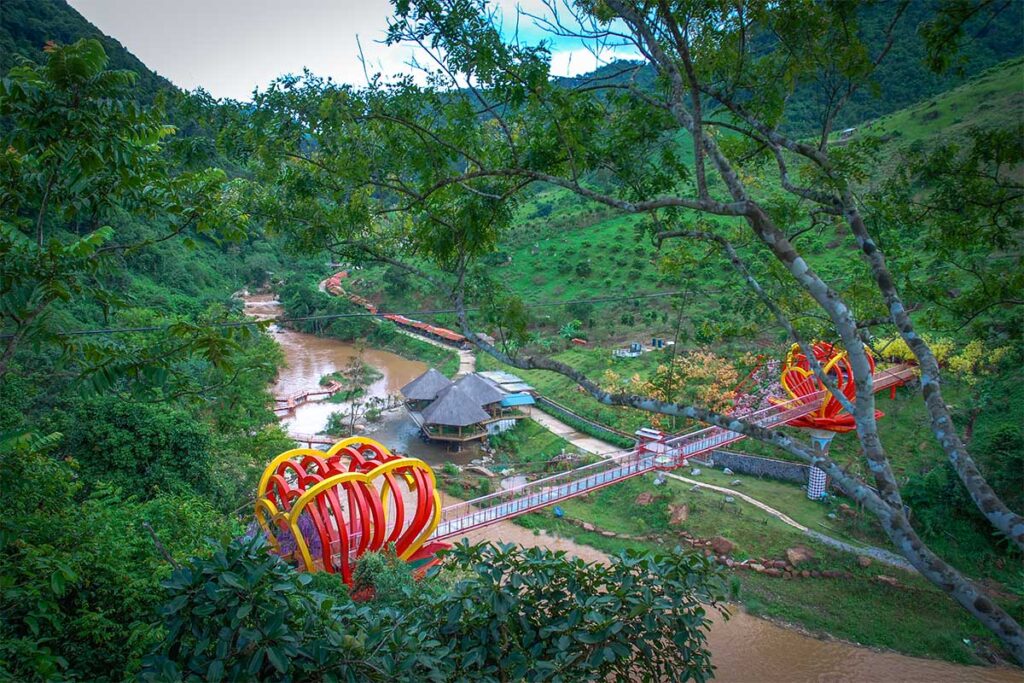 The Love Glass Bridge seen from a higher located hill