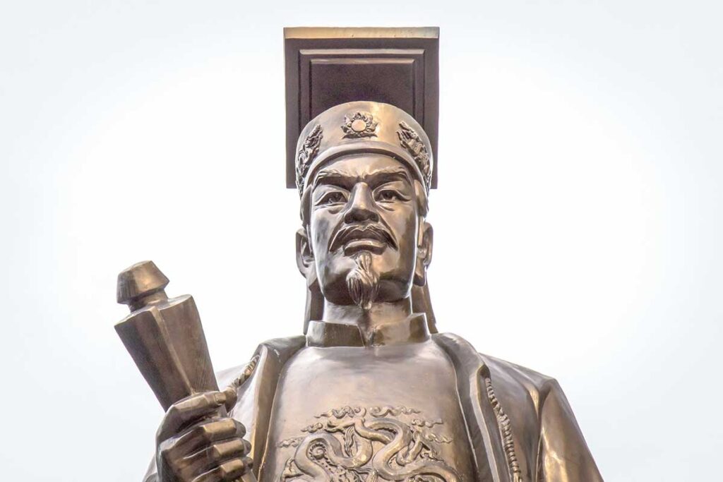 Closeup of the statue of Ly Thai To in Hanoi