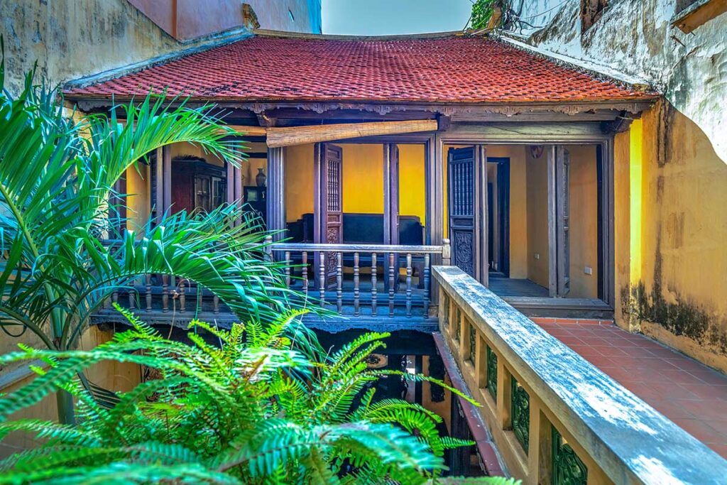 Upstairs level of Ma May Ancient House, also called the Heritage House in Hanoi