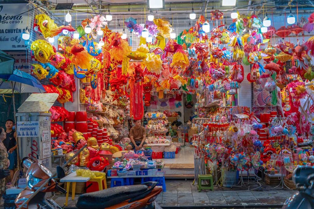 A shop selling items for Mid Autumn Festival in Hang Ma Street