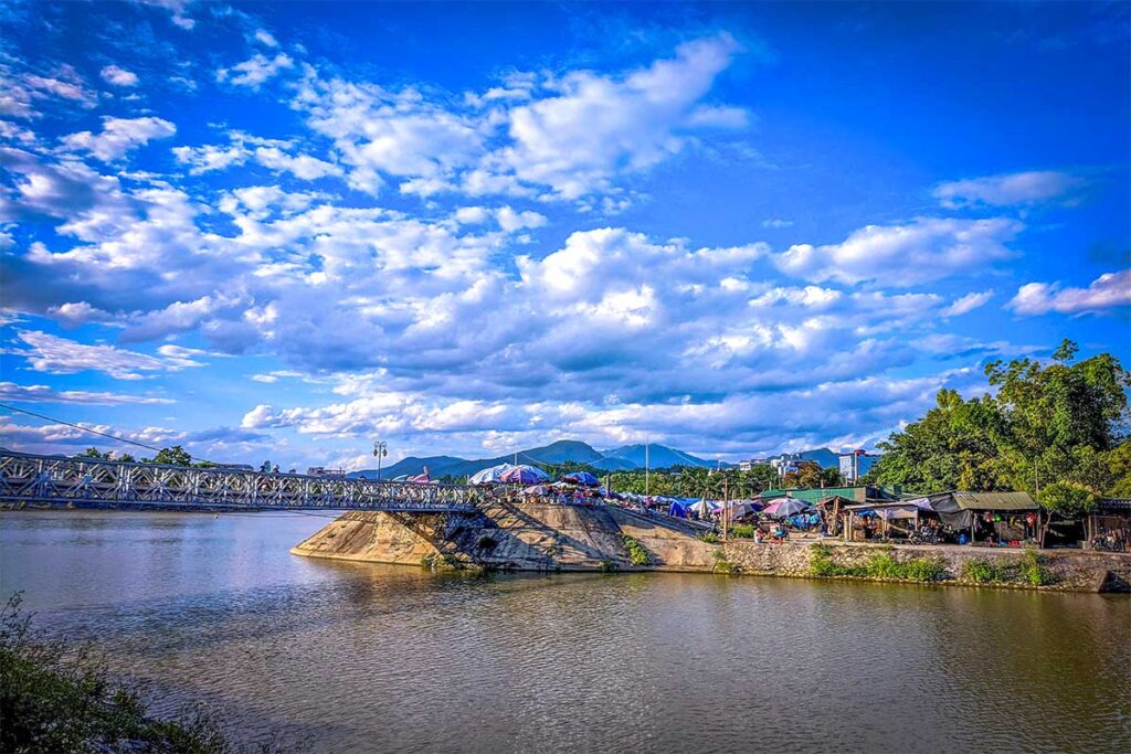 The river in Dien Bien Phu town with the Muong Thanh Bridge