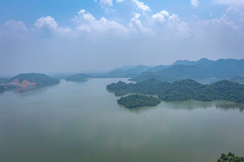 Aerial view of Nui Coc Lake