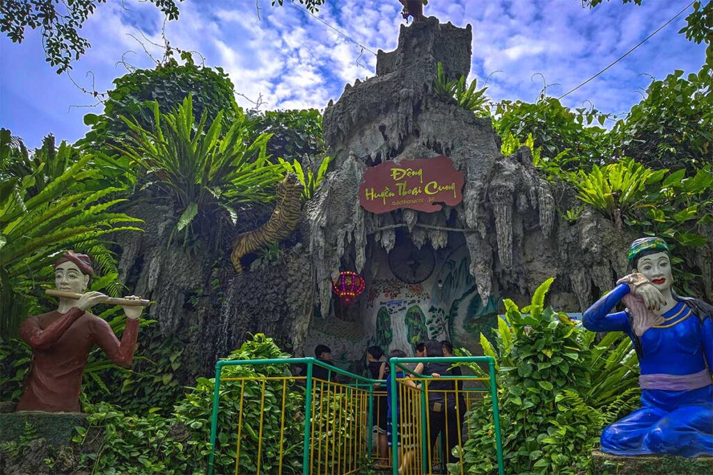 Fake cave inside a theme parked at Nui Coc Lake