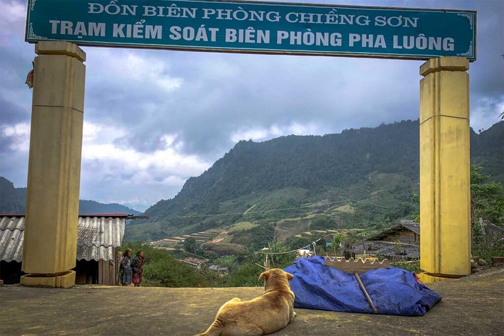 A checkpoint in a village before starting the trekking to Pha Luong Peak