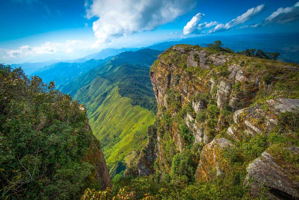 A high cliff seen from the top of Pha Luong Mountain