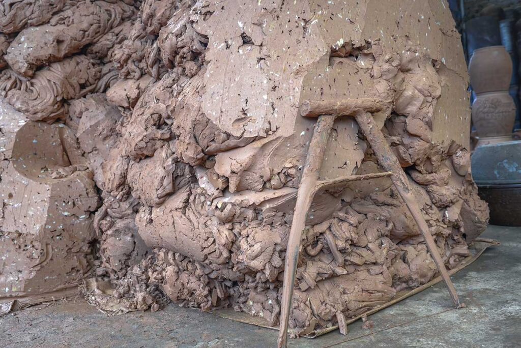 A huge stack of clay stored at Phu Lang Pottery Village