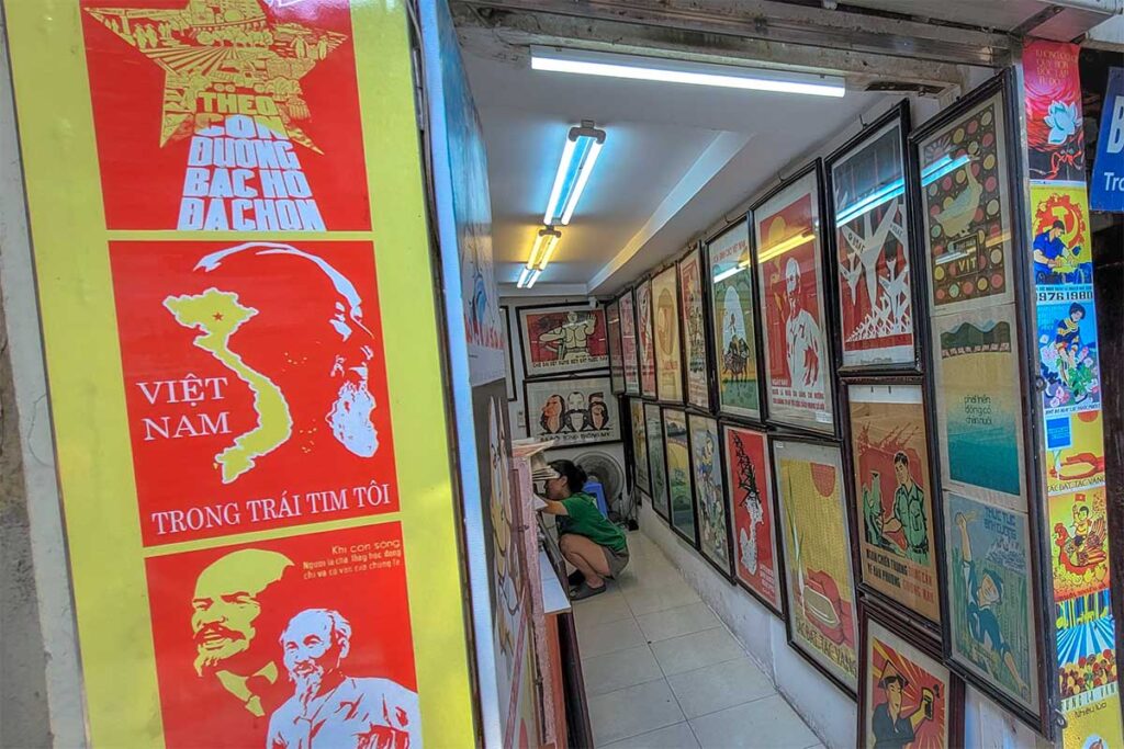 A shop in the Old Quarter selling Vietnamese propaganda posted 
