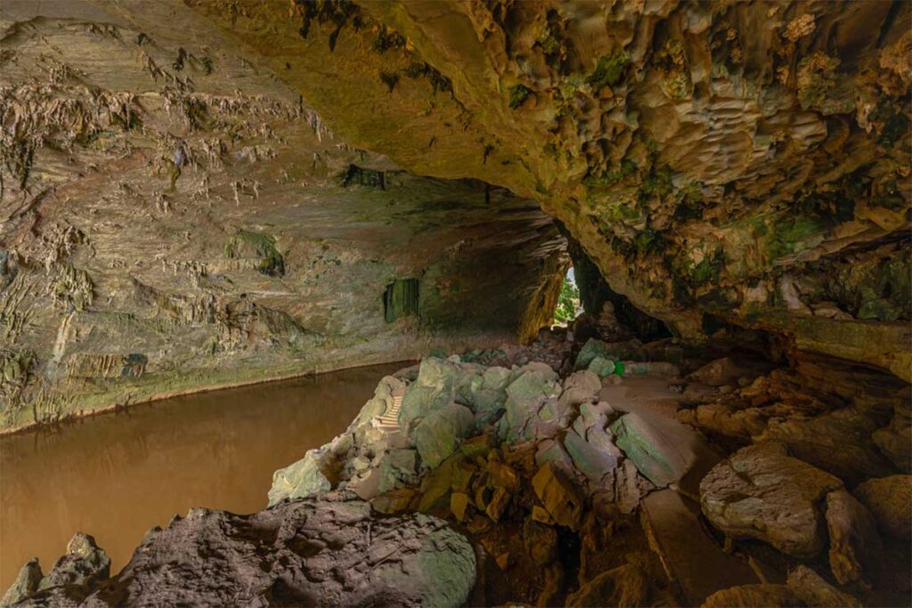 View from inside the cave seen from the viewpoint in Puong Cave in Ba Be