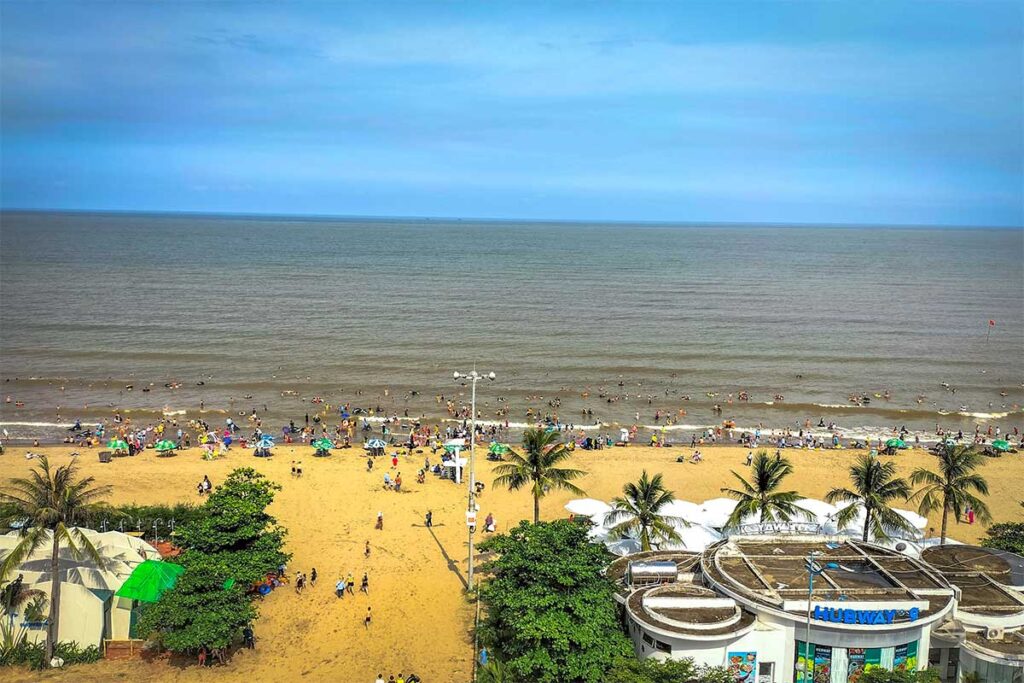 Sam Son Beach seen from a hotel room near the beach higher up