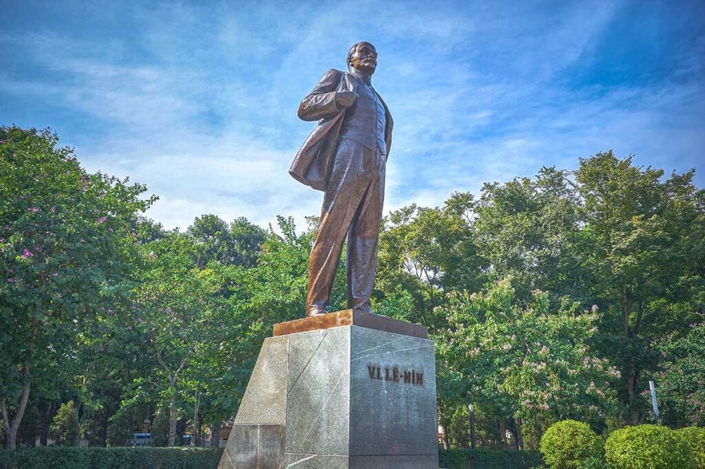 Closeup of Lenin Statue in a park in Hanoi